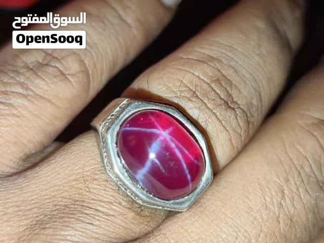 خاتم فضه ياقوت احمر بونجمه