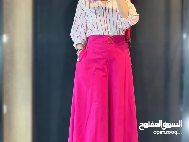 طقم 2 قطعه بنطلون كتلن+شميز مقلم مميز وشيك جدااا