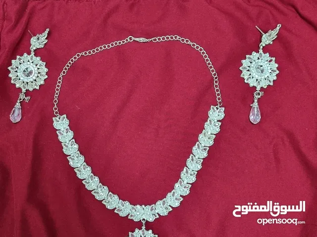 silver coated necklace jewellwry set for sale