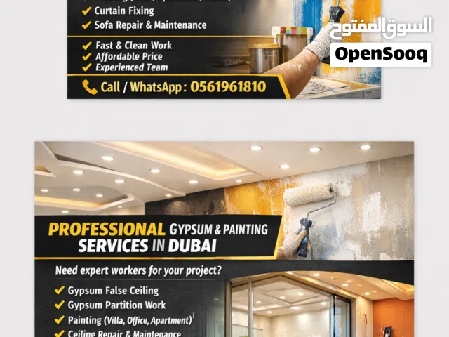 Gypsum Partition Ceiling Painting Maintenance Work – Dubai