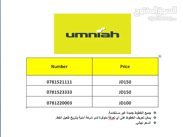 Umniah VIP mobile numbers in Irbid