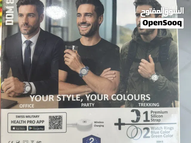 ساعة DOM 8 سويس ميليتري + سوار إضافي Watch Rings Premium Smart Watch Swiss Military عرض خاص