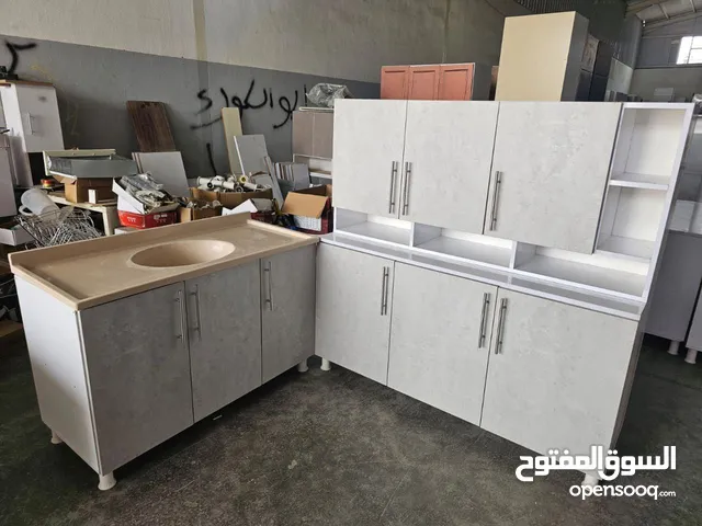 كاونتر MDF تركي درجة اولئ خشب متر ونص ارضي مع ملحق سنك متر و20 مرمر