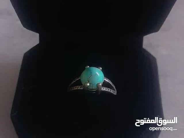خاتم فضه عليه حجر فيروز نشابوري مرصع زركون أنيق ماشأالله تبارك الله