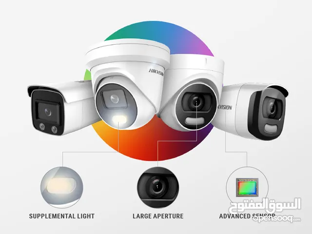 كاميرات المراقبة من #Hikvision كاميرات مراقبة عدد4 داخلية/خارجية 2mp ليلي نهاري  ملونة