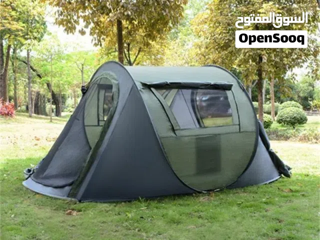 خيمة رحلات ذاتية الفتح بتوسع من 5 إلى 8 اشخاص فخمة مع شباكين وبابين وناموسيه وأوتاد وحبال تثبيت
