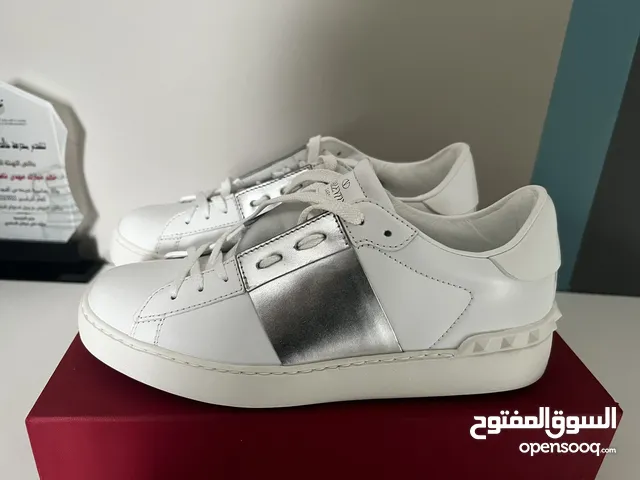 Valentino White And Silver Band Leather sneakers