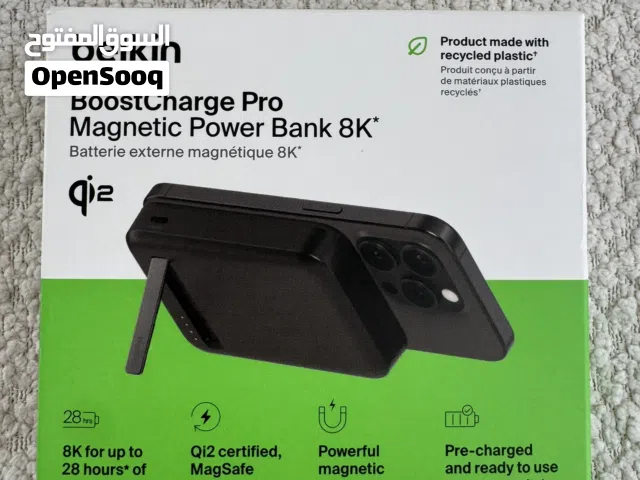 Belkin باور بنك لاسلكي 8000mAh Qi2 سريع 15W – متوافق MagSafe مع حامل  حامل قابل للطي