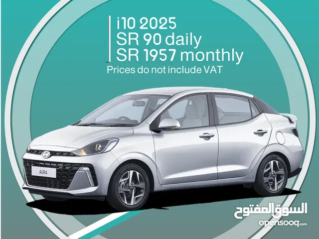 Hyundai i10 2025 for rent in Khobar - Free delivery for monthly rental
