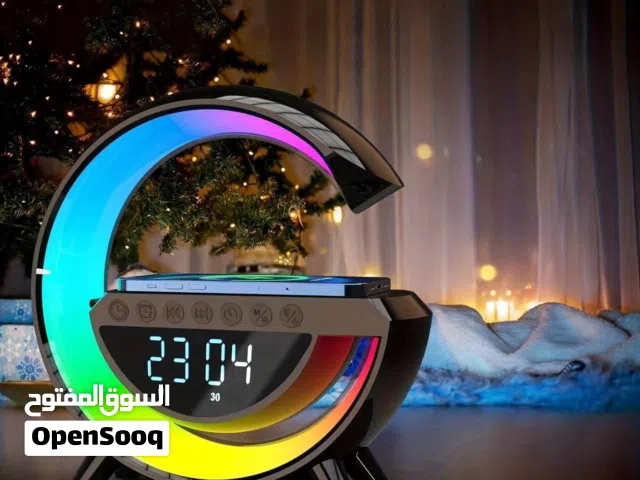 افضل صب Google تيبل لامب شاحن لاسلكي مضيء5 في1 شاحن لاسلكي وراديو وسبيكر وساعة ومنبه وتيبل لامب
