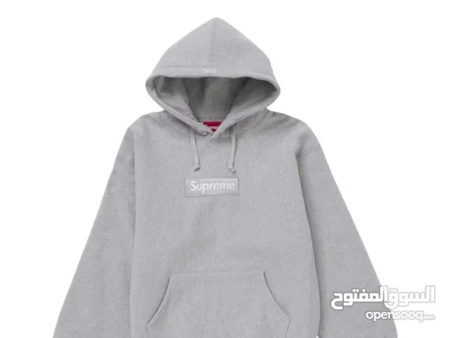 Supreme logo box grey hoodie - slightly used