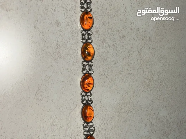 للبيع اسواره فضه معه حجر كهرمان مختومة 925
