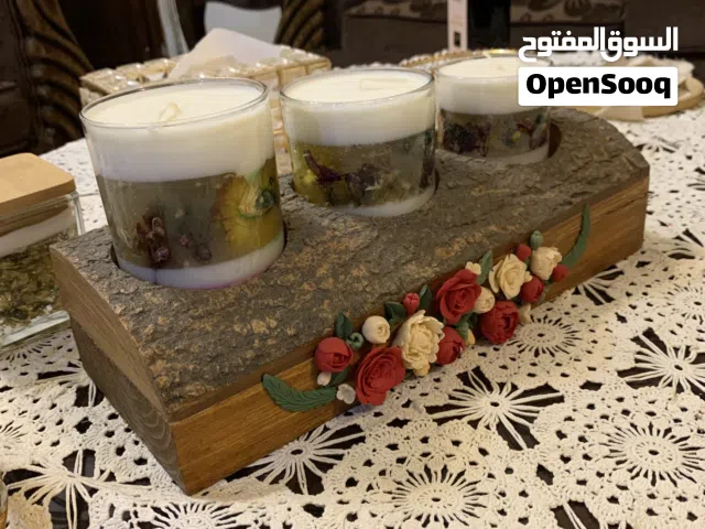 حامل شموع خشب طبيعي