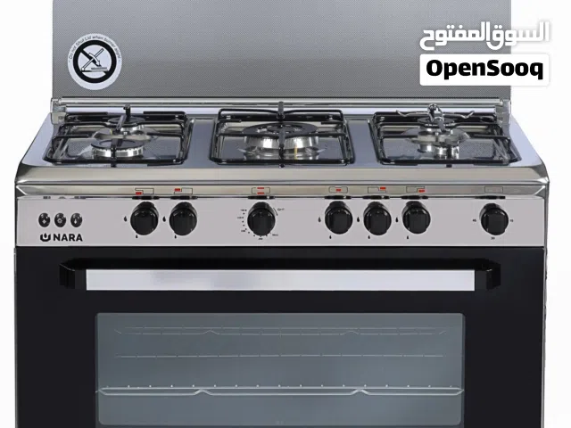 فرن غاز نارا 5 عيون 90 سم ايطالي تجميع مصر فل سيفتي شواية شعلة إلكترونية إضاءة داخلية ستانلس ستيل