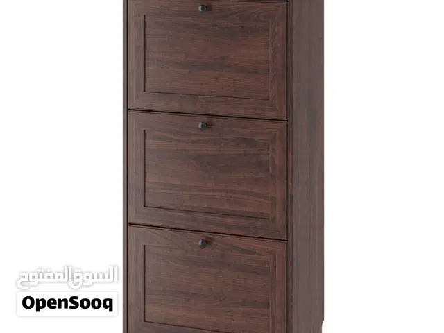 BRUSALI Shoe cabinet with 3 compartments, brown and white, 61x30x130 cm Brand new box pack