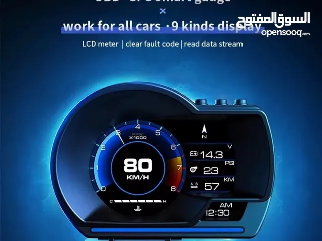شاشة عرض رقميه obd2 نظام تحديد الموقع ، تحذير سرعه ، انذار Rpm العداد 2 في 1 كمبيوتر فحص وعداد سرعه
