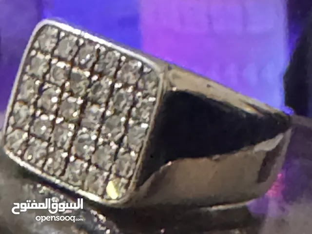 خاتم فضه 925 فاخر مرصع ب30 حبه ألماس