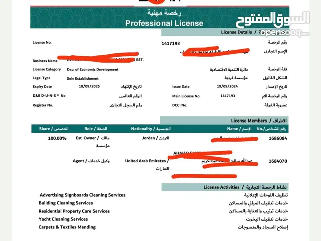 مطلوب شريك براس مال 11 الف لشركة خدمات تنظيف قائمه على العمل مرخصه وشغاله ولكن جديده