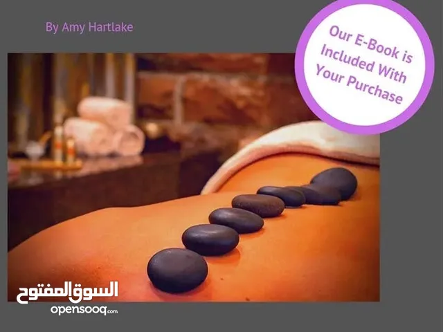 صندوق حقيبة مجموعة احجار حجار بلاطات البازلت الطبيه الساخنه للتخلص من التعب و التوتر و الشعور بالر