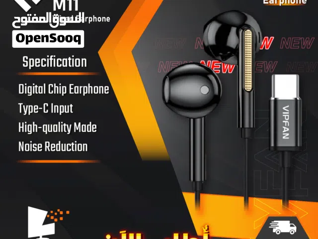 سماعات اذن جودة عالية وصوت واضح توصيل سلكي  Vipfan M11 Wired Earbuds (USB-C, Black)