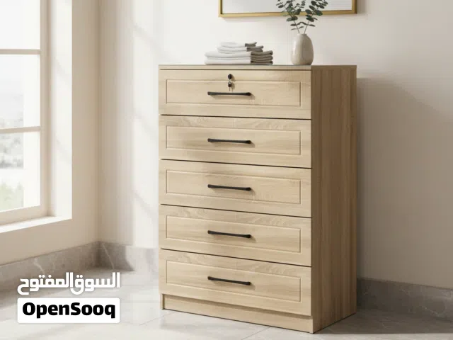 خزانة أدراج خشبية متينة خماسية الأدراج بتصميم عصري - CH 9856 (SOLID)