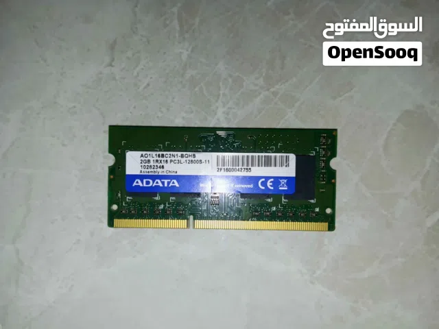 ADATA 2 Gigabytes of DDR3 Desktop RAM (for laptops)  ذاكرة الوصول العشوائي من نوع DDR3 بسعة 2 جيجابا