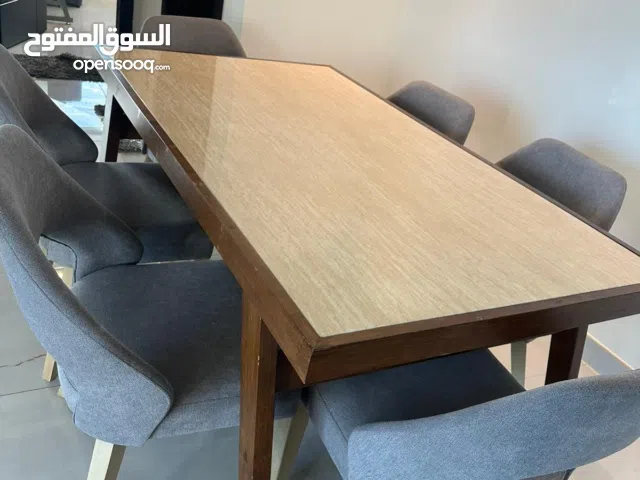 Modern Dining Set + 6 Chairs - طاولة سفرة طعام  خشب مع 6 كراسي