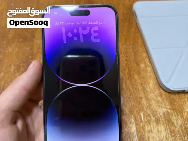 ايفون 14 برو ماكس بنفسجي 256 جيجابايت مستعمل بحالة ممتازة مع الكرتونة والشاحن