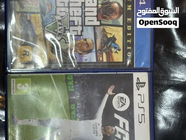 Ps5  فات مستعمل مع لعبتين Gta v مال ب ps4  و fifa 25 مال فايف