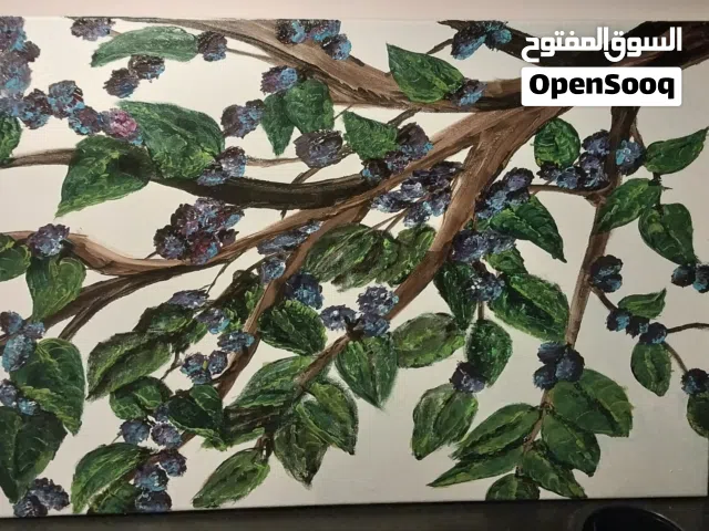 Original Hand Painted Acrylic Canvas Berry Branch لوحة كانفاس أكريليك أصلية مرسومة يدوياً - شجر توت