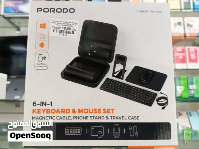 NEW PORODO 6 IN 1 KEYBOARD & MOUSE SET + PHONE STAND WITH TRAVEL CASE