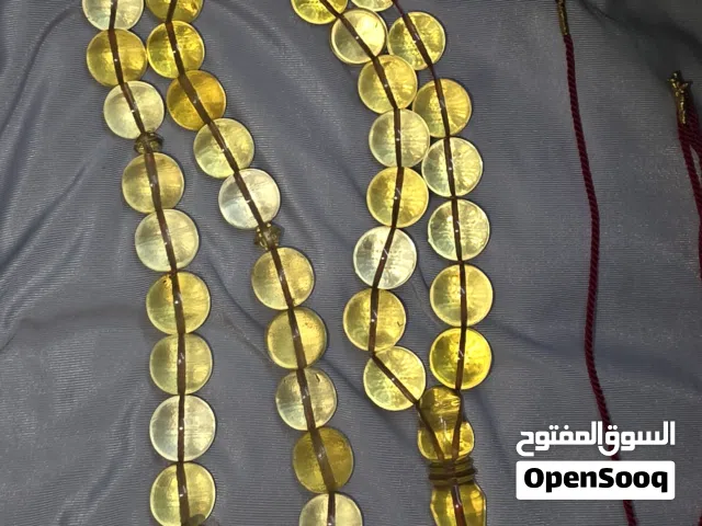 مسباح كهرمان حر طبيعي كلنجرادي 70 جرام - تخريم تربل سوبر خراطة عميد المسابيح عجمان