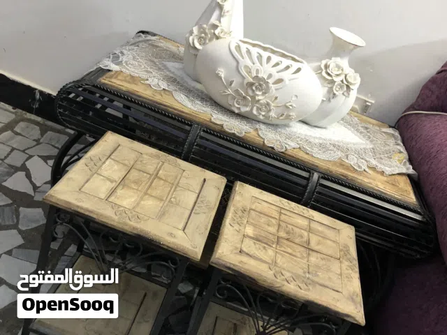 سيت ميز وطبلات خشب مطعم بحديد