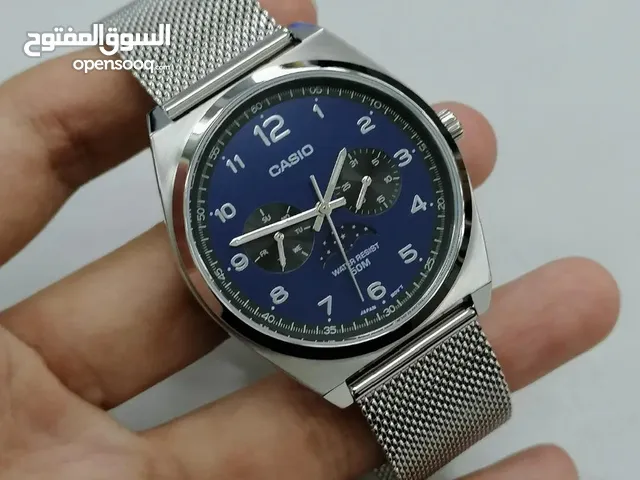 ساعة كاسيو  أصلي ياباني مو كوبي  مينا مميزه نيلي  سير ستيل + ضد الماء قطعه جميلة  