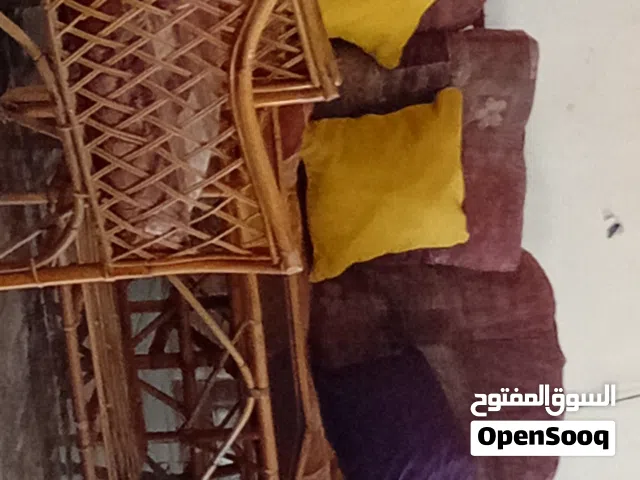 طقم خيزران 6 مقاعد وطاولة وسط قزاز