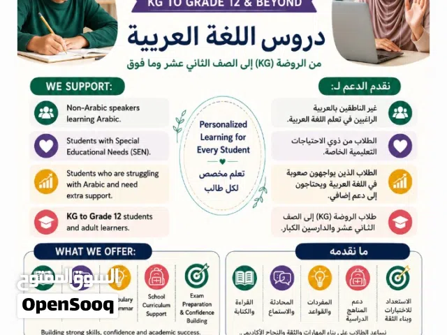 Arabic Language Tutoring   Available for: Non-Arabic speakes & Adult learners
