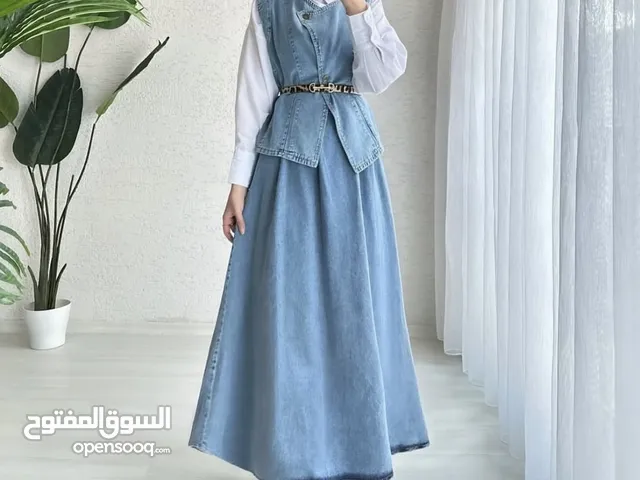 طقم جينز تنورة وفيست