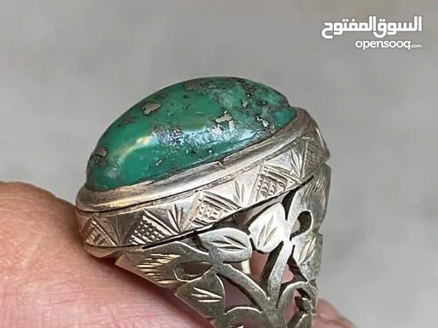 Natural green turquoise ring, shajri feroza ring, feroza ring, gemstone ring, handmade silver ring.