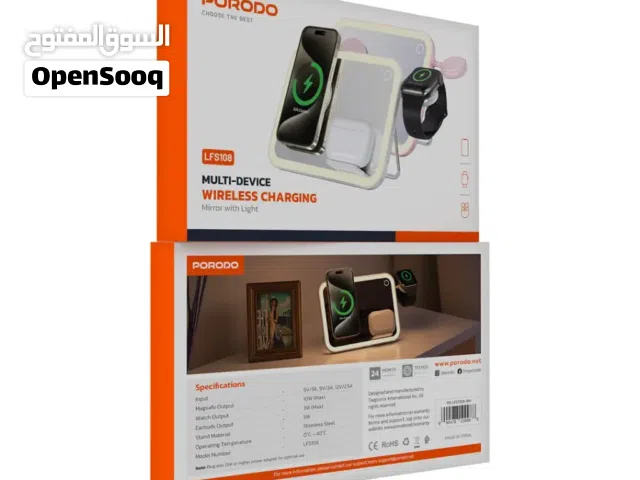 PORODO MULTI DEVICE WIRELESS CHARGING MIRROR WITH LIGHT PD-LFST108-PK