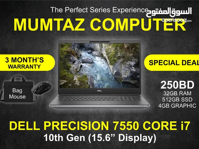 Dell Precision 5540 15.6 i7-9Th Gen Ram 32Gb SSD 512GB Nvme 4GB Graphics NVIDIA Microsoft Windows