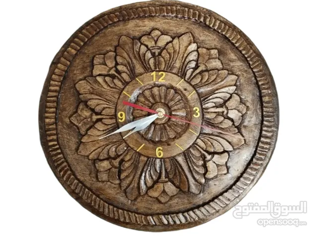 handmade wooden flower design wall clock