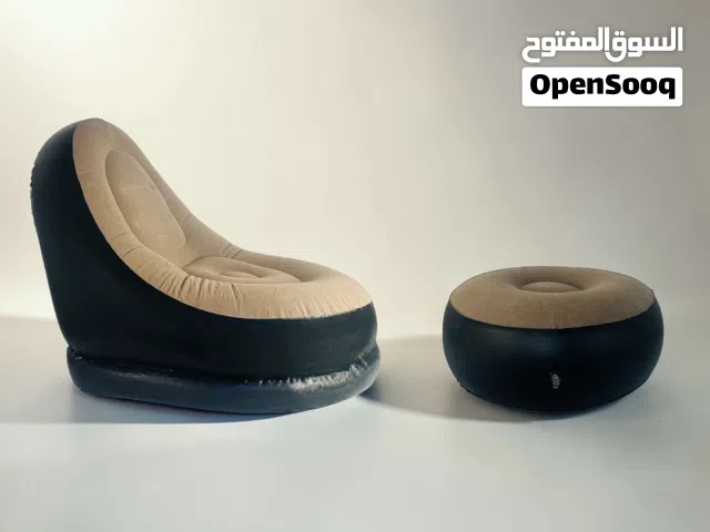 كرسي نفخ فاخر + طبلة نفخ + منفاخ هواء و لاصق لإصلاح الثقوب (اقرا الوصف)