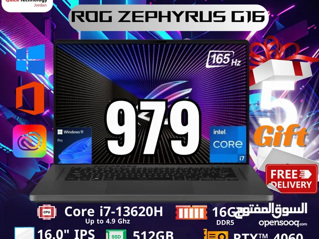 laptop asus zephyrus g16 Ci7-13H لابتوب اسوس زايفورس كور اي 7 الجيل الثالث عشر