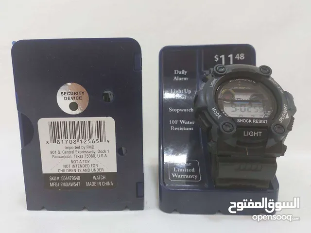 ساعة شكل رياضي مميز - منبه يومي - مقاومة للماء حتى 30 متر - إضاءة داخلية - منبه للتوقف (عداد)
