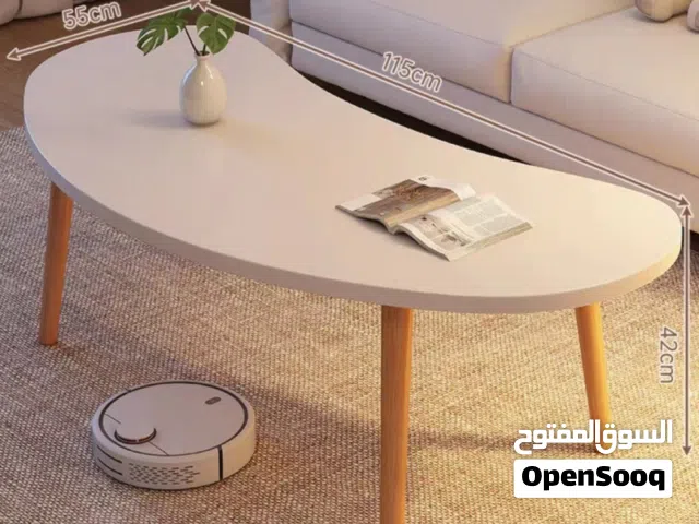 طاولة وسط خشبية لون ابيض بشكل عصري المقاس 115*55*42سم