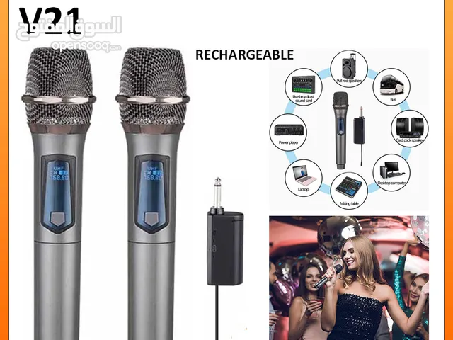 Professional 2 Pcs wireless Mic 2 in 1 Rechargeable V21 ll Brand-New ll