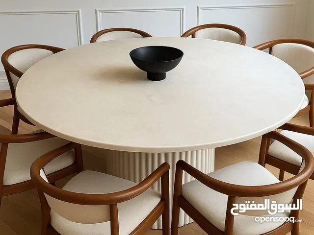 Serene Shores Travertine Marble Table طاولة رخام ترافرتين بيج فاخرة