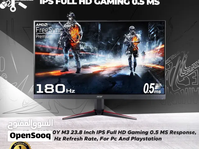 شاشة ACER NITRO  بتردد 180HZ وسرعة استجابه 0.5MS  للكمبيوتر والبليستيشن بسعر مغري لفتره محدوده