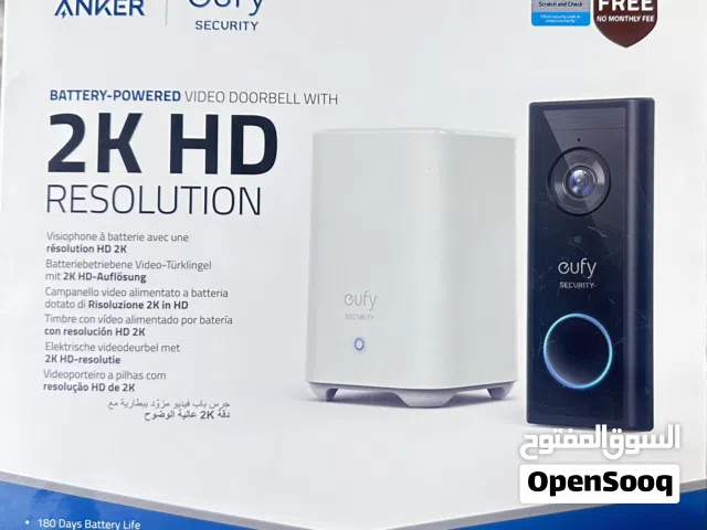 جرس باب ذكي مزوّد بكاميرا بدقة 2K HD ويعمل على البطارية (بدون أسلاك)