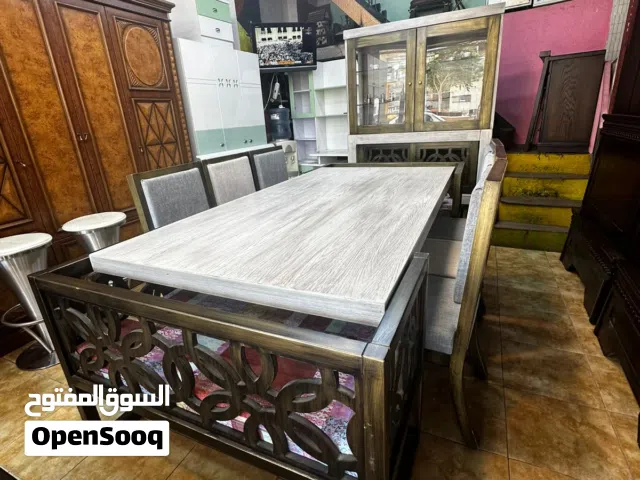 غرفه سفره طاوله 6 كراسي مفرد +2 مجوز +فضيه